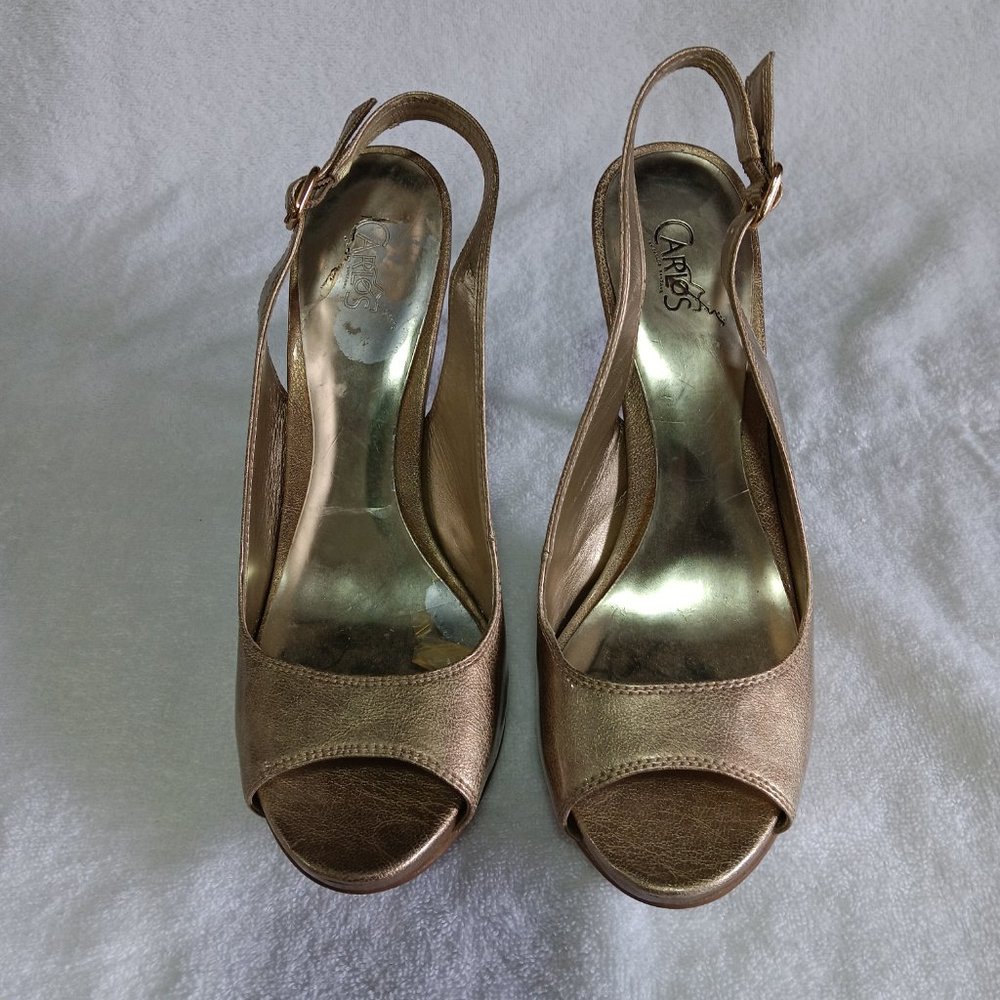 CARLOS  Gold color heels, open back US 9